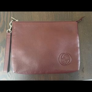 Gucci Soho Wristlet Pouch Leather clutch